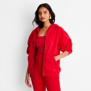 Leisure Studio Zip-Up Hoodie Sweatshirt - Red S